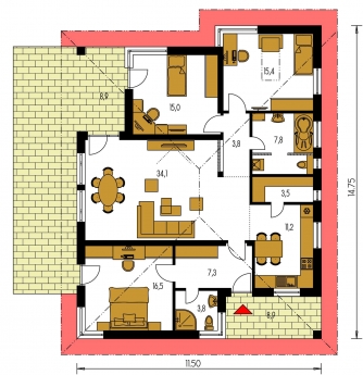 Grundriss des Erdgeschosses - BUNGALOW 101